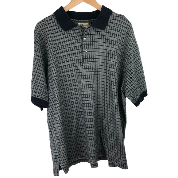 Crossings Mens Size XL Black & Brown Plaid Short Sleeve Polo Shirt - Picture 1 of 11